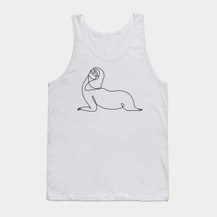 One Line Sloth Upward Facing Dog Tank Top